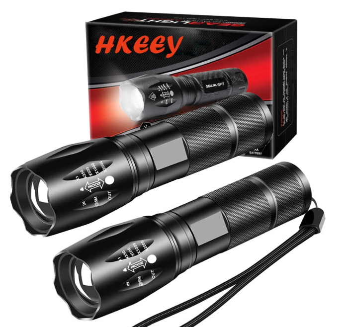 2-Pack Tactical LED Flashlights – 5 Modes, Waterproof, Zoomable